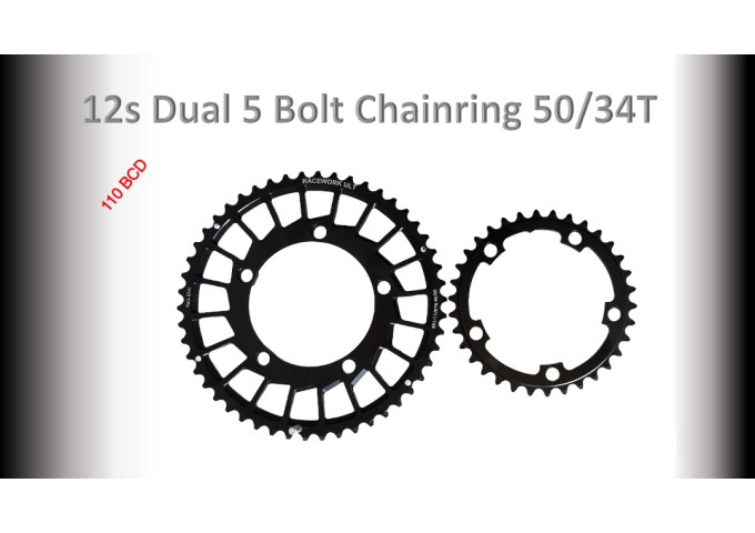 ROAD (50/34T) 110BCD 5 bolt 10/11/12s Round Spider Black RACEWORX Set